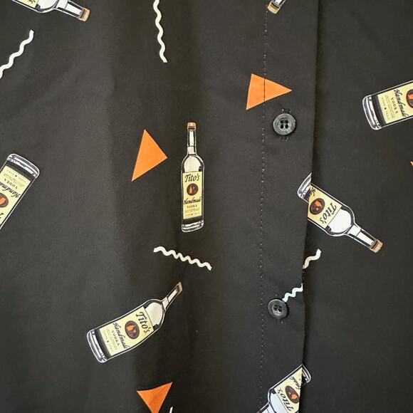 FSP Tito's Vodka Shirt Black All Over Print Button Up Bowling Golf - Picture 4 of 8